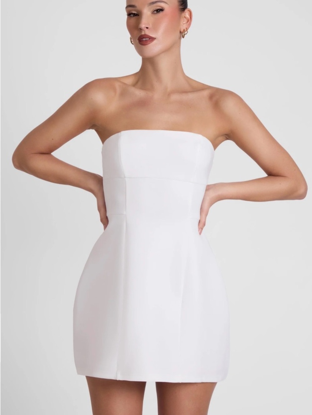 White Strapless Mini Dress (Size S)